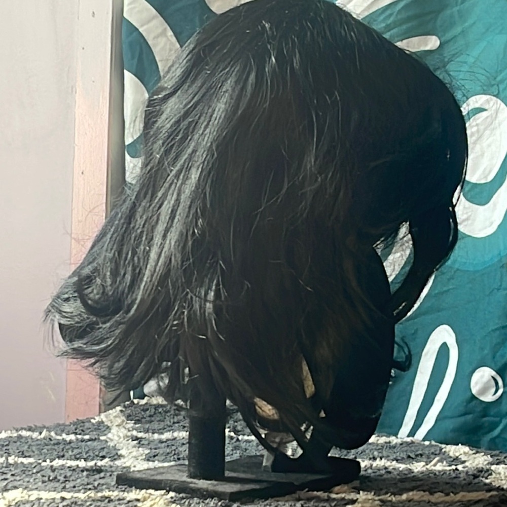 Synthetic fiber wig black natural looking 14 inch